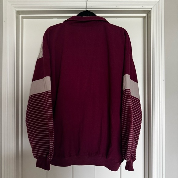 Vintage oversized polo sweater striped collared pull over size 2x - Picture 2 of 6